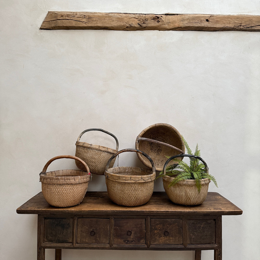 Antique Round Woven Market Basket