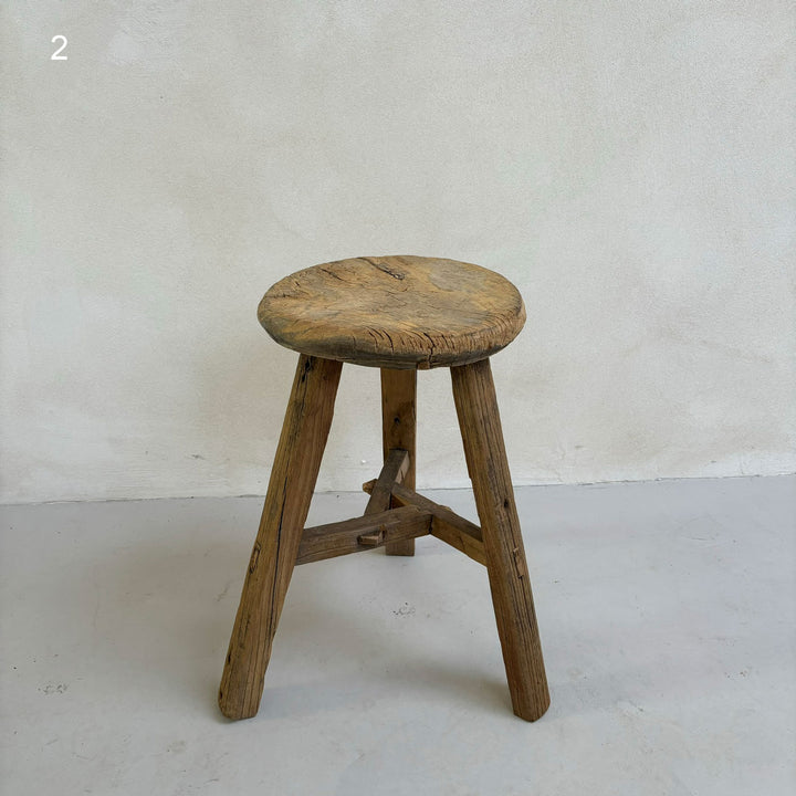 Antique Rustic Round Top Stool stool 2