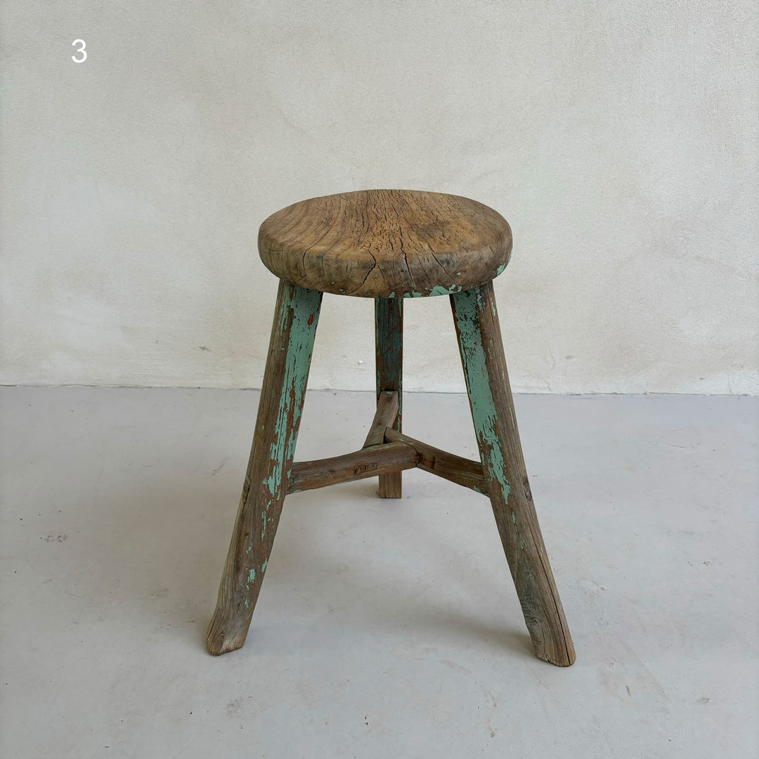 Antique Rustic Round Top Stool stool 3
