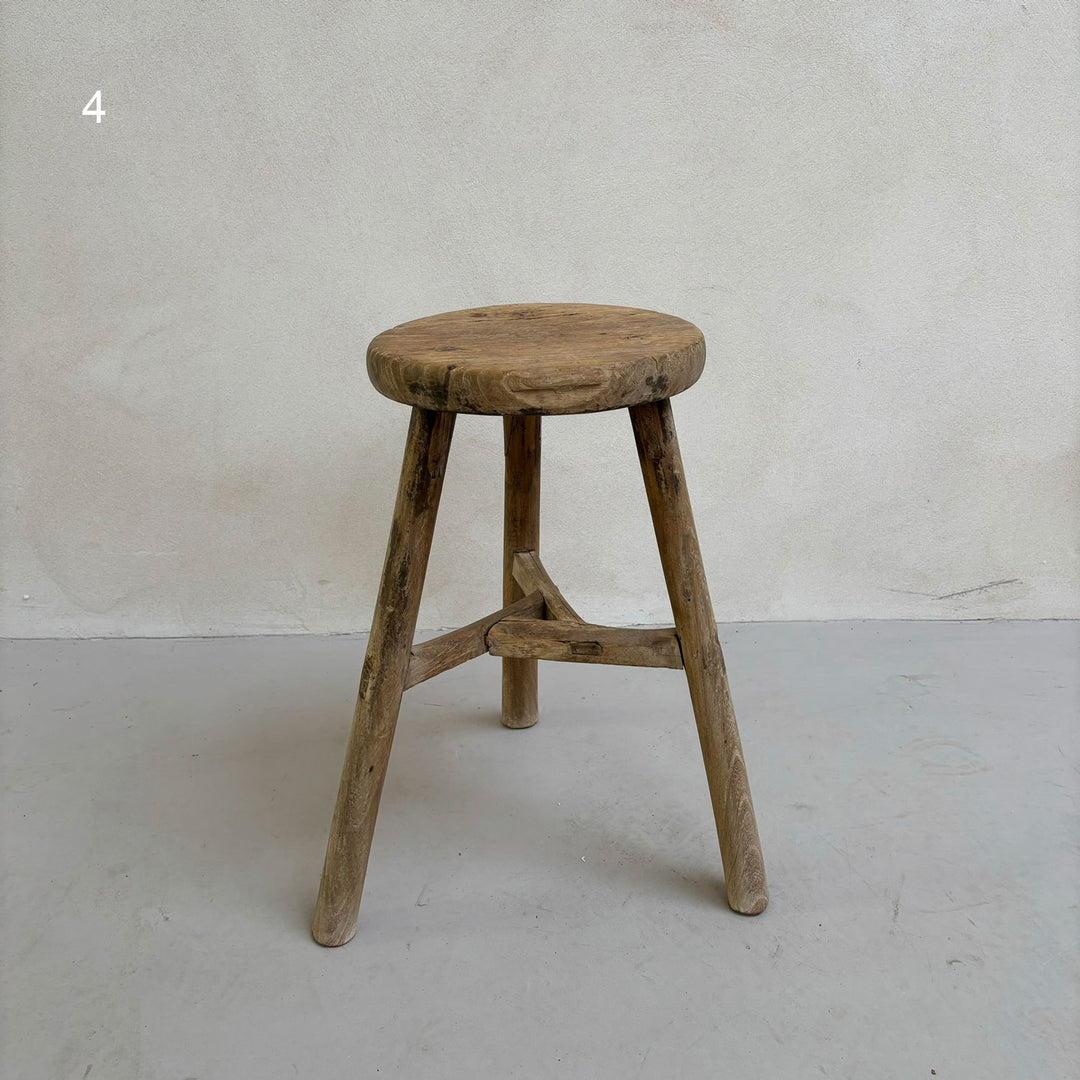 Antique Rustic Round Top Stool stool 4