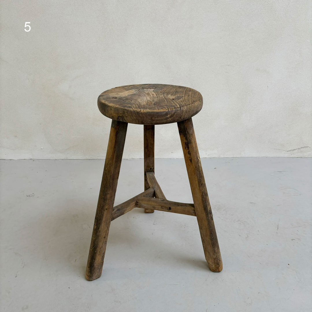 Antique Rustic Round Top Stool stool 5
