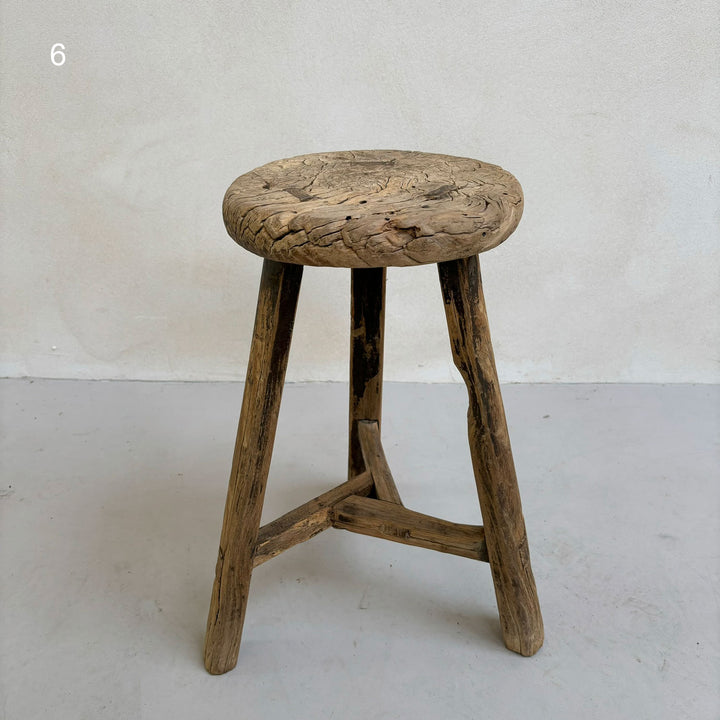 Antique Rustic Round Top Stool stool 6