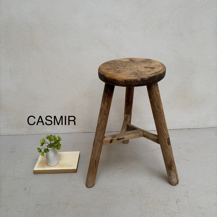 Antique Rustic Round Top Stool
