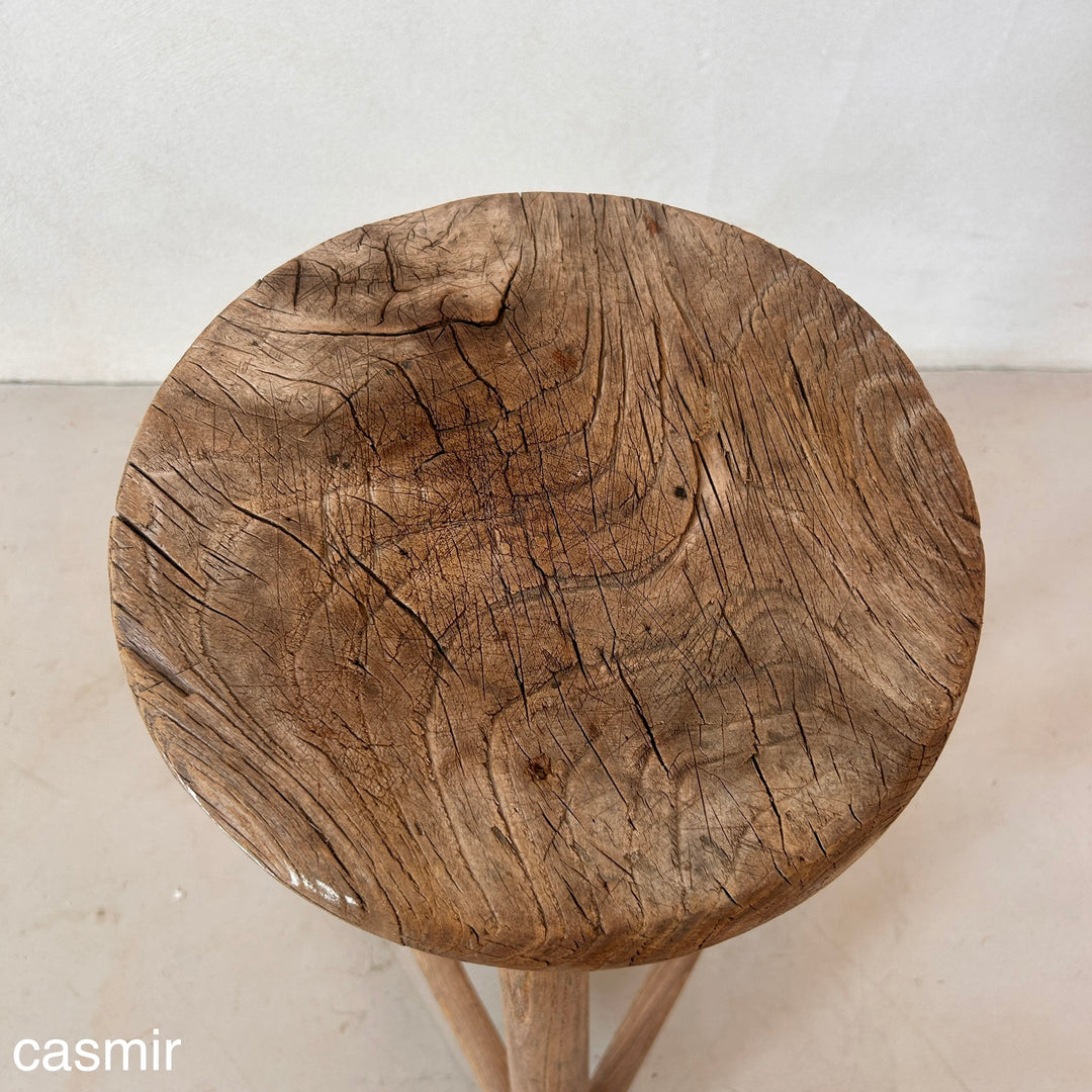 Antique Rustic Round Top Stool