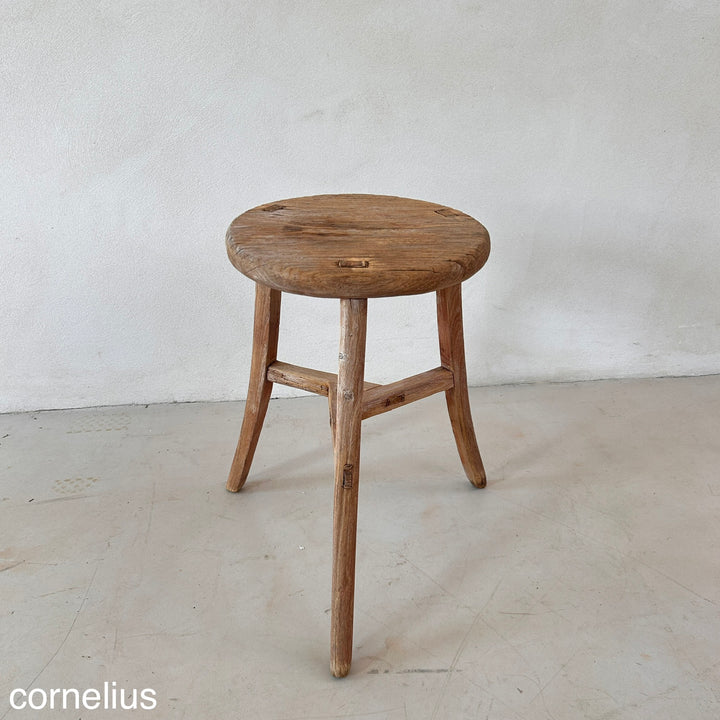 Antique Rustic Round Top Stool
