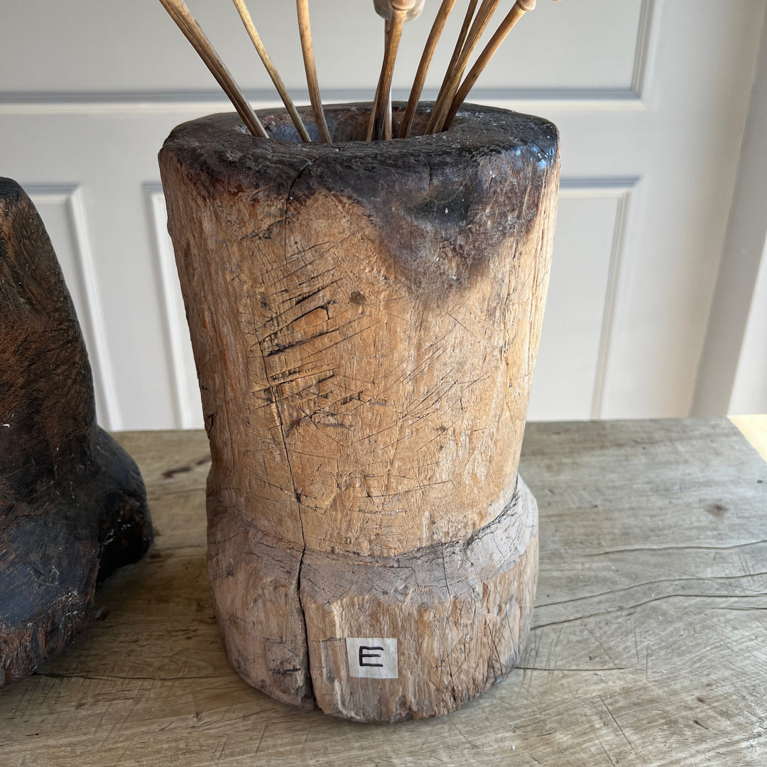 Antique Rustic Wooden Mortar E