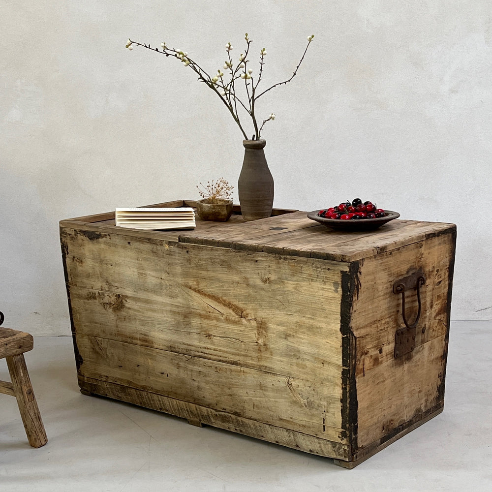 Antique Rustic Wooden Trunk | Mabel