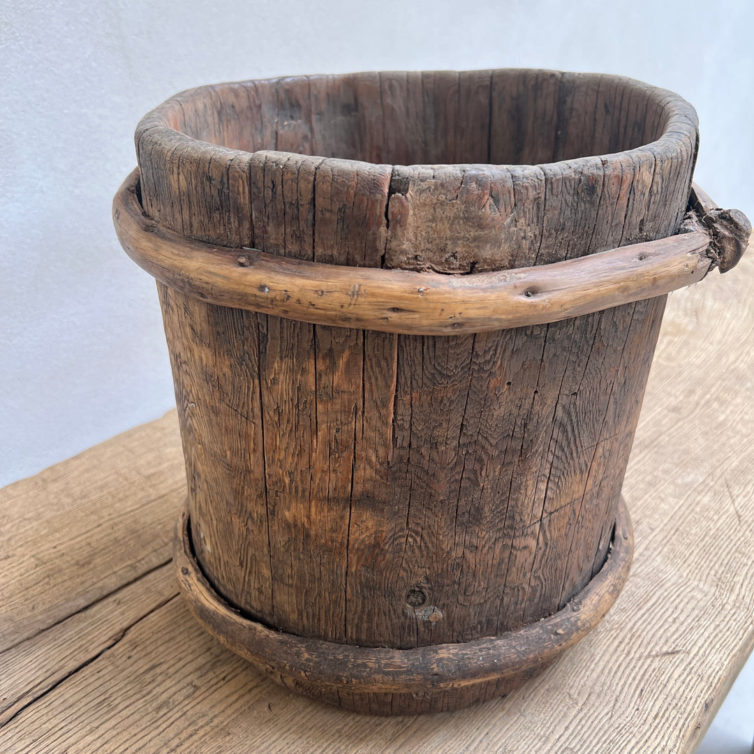 Antique Tibetan Wooden Bucket 