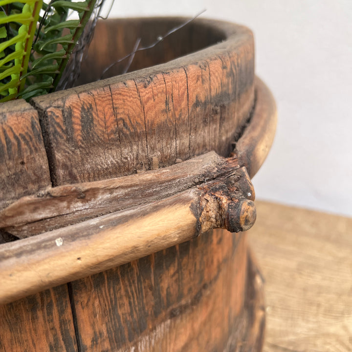 Antique Tibetan Wooden Bucket Low