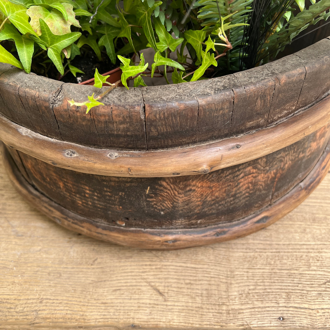 Antique Tibetan Wooden Bucket Low