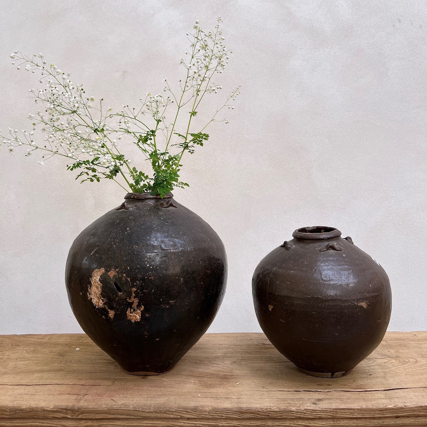 Large Black Brown primitive clay vessel. Wabi sabi pottery vase. Antique newest black ceramic pot.