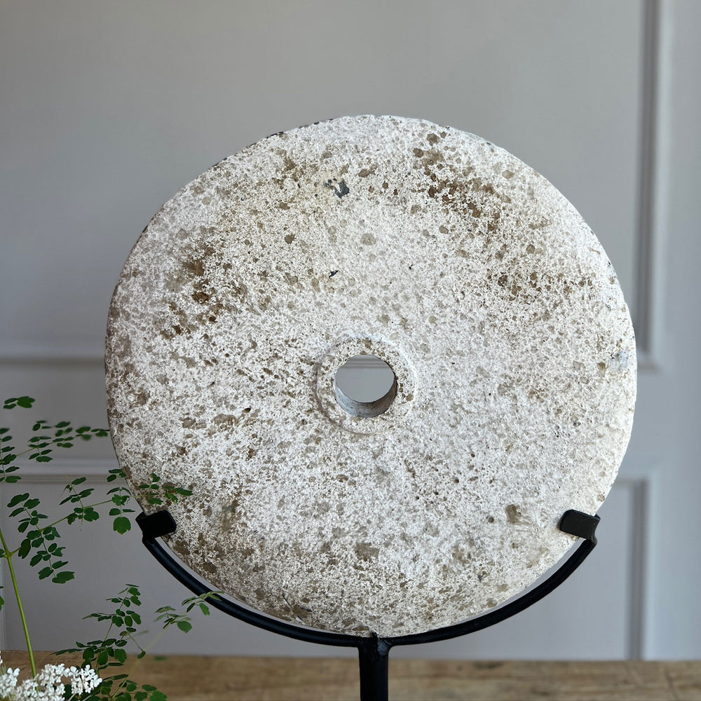 Antique White Lava Stone Disc j