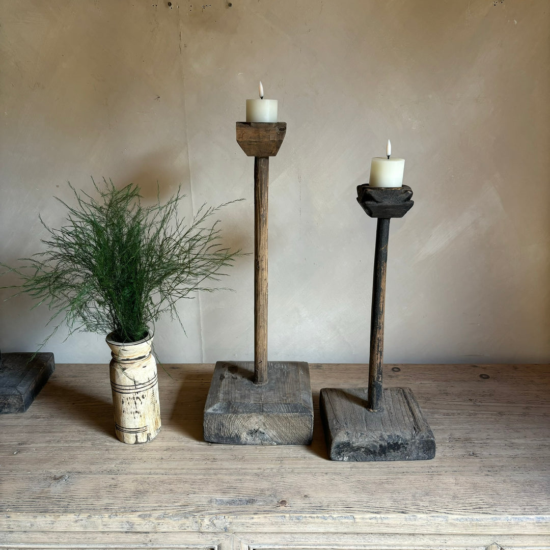 Antique Wooden Candlestick