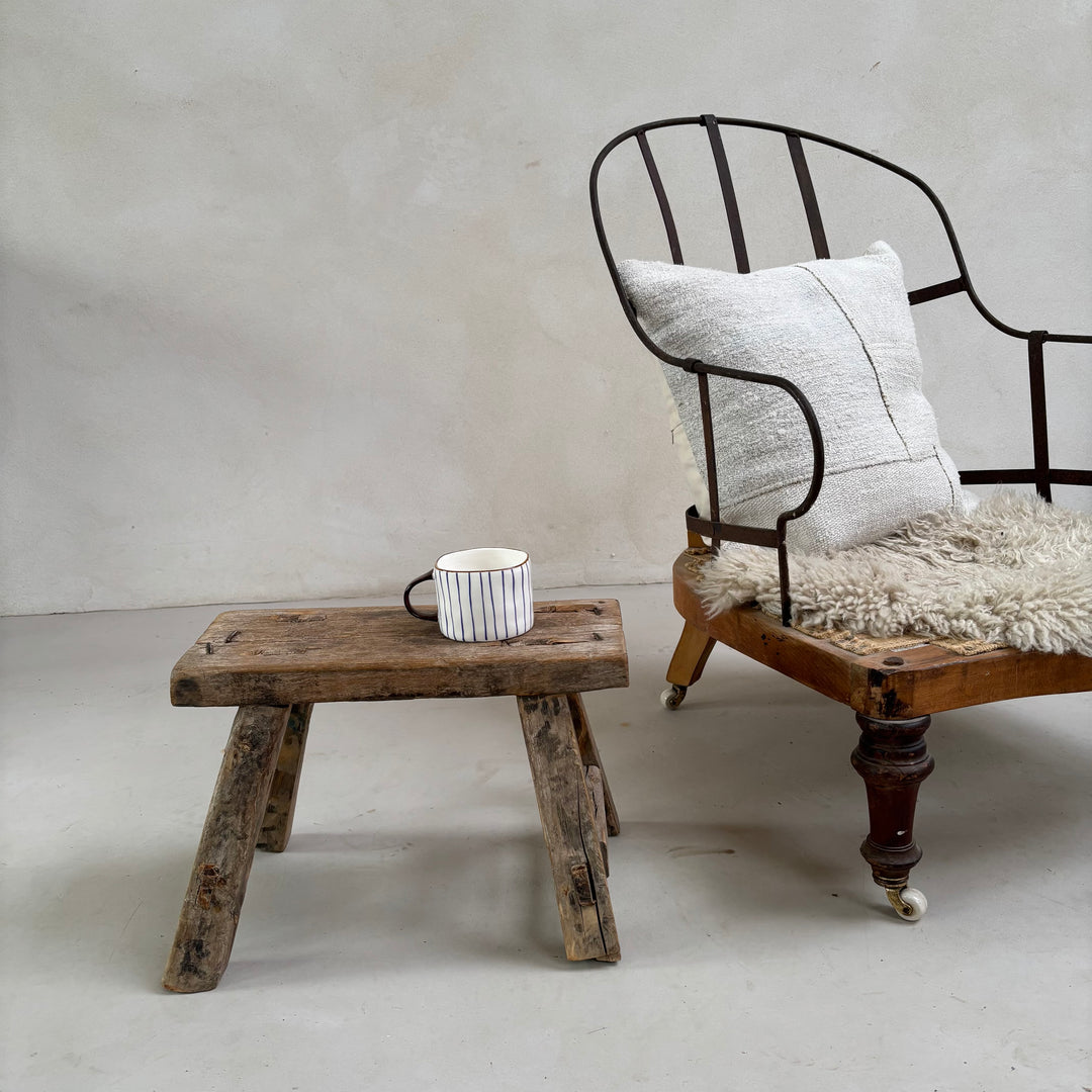 Antique Wooden Milking Stool - Extra Small Side Table