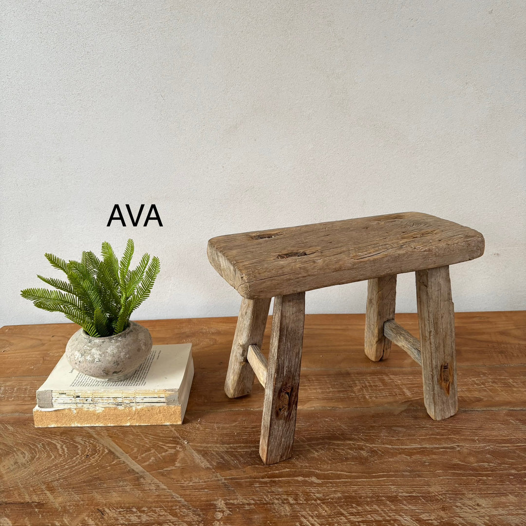 Antique Wooden Milking Stool - Extra Small Side Table