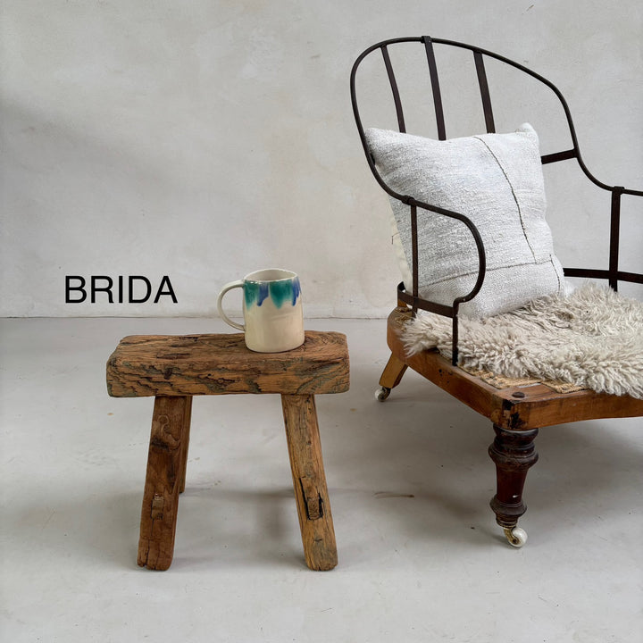 Antique Wooden Milking Stool - Extra Small Side Table