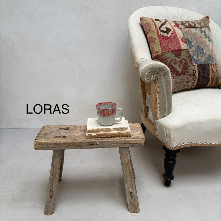 Antique Wooden Milking Stool - Small Side Table