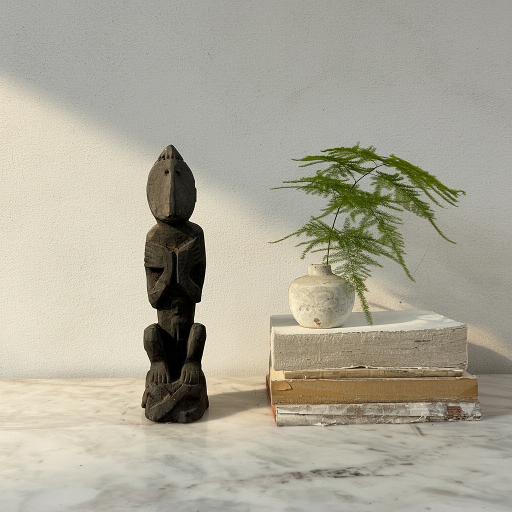 Antique Wooden Monkey Statue Bimo