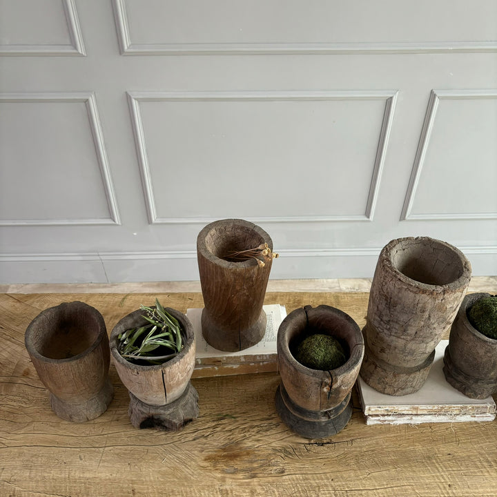 Antique Wooden Oak Mortar