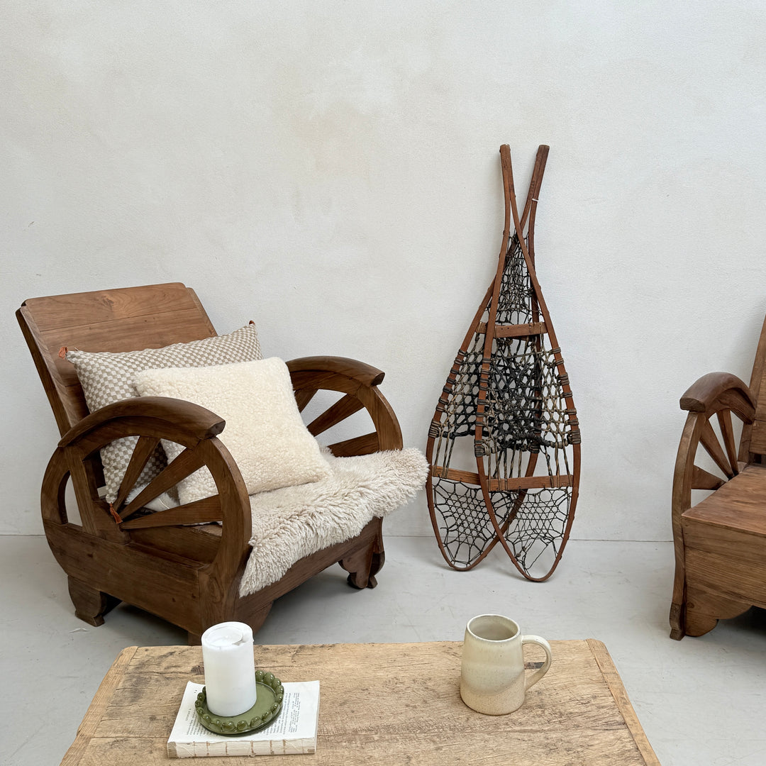 Antique Wooden and Leather Snowshoes