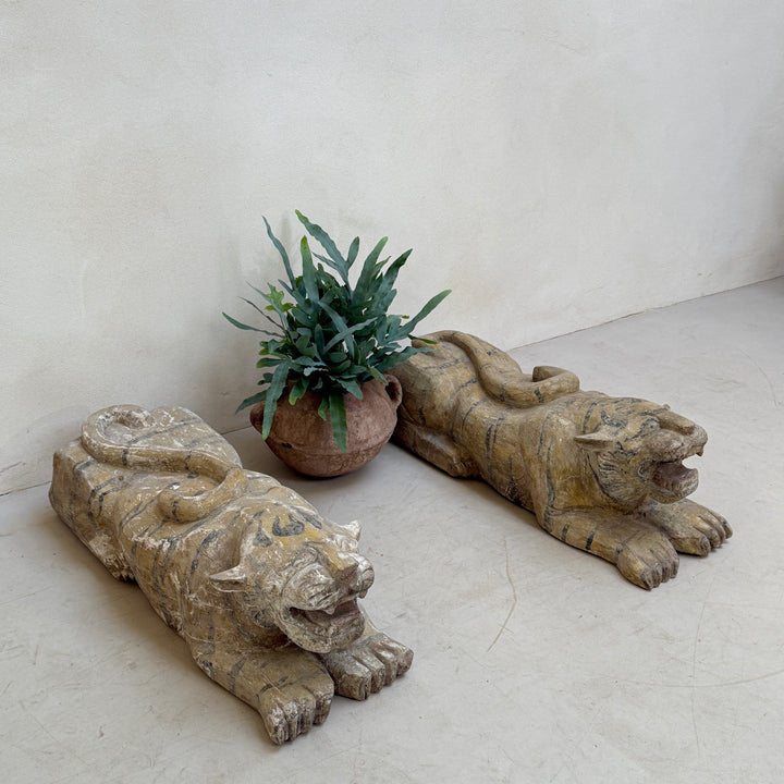 Antique carved wooden Tiger