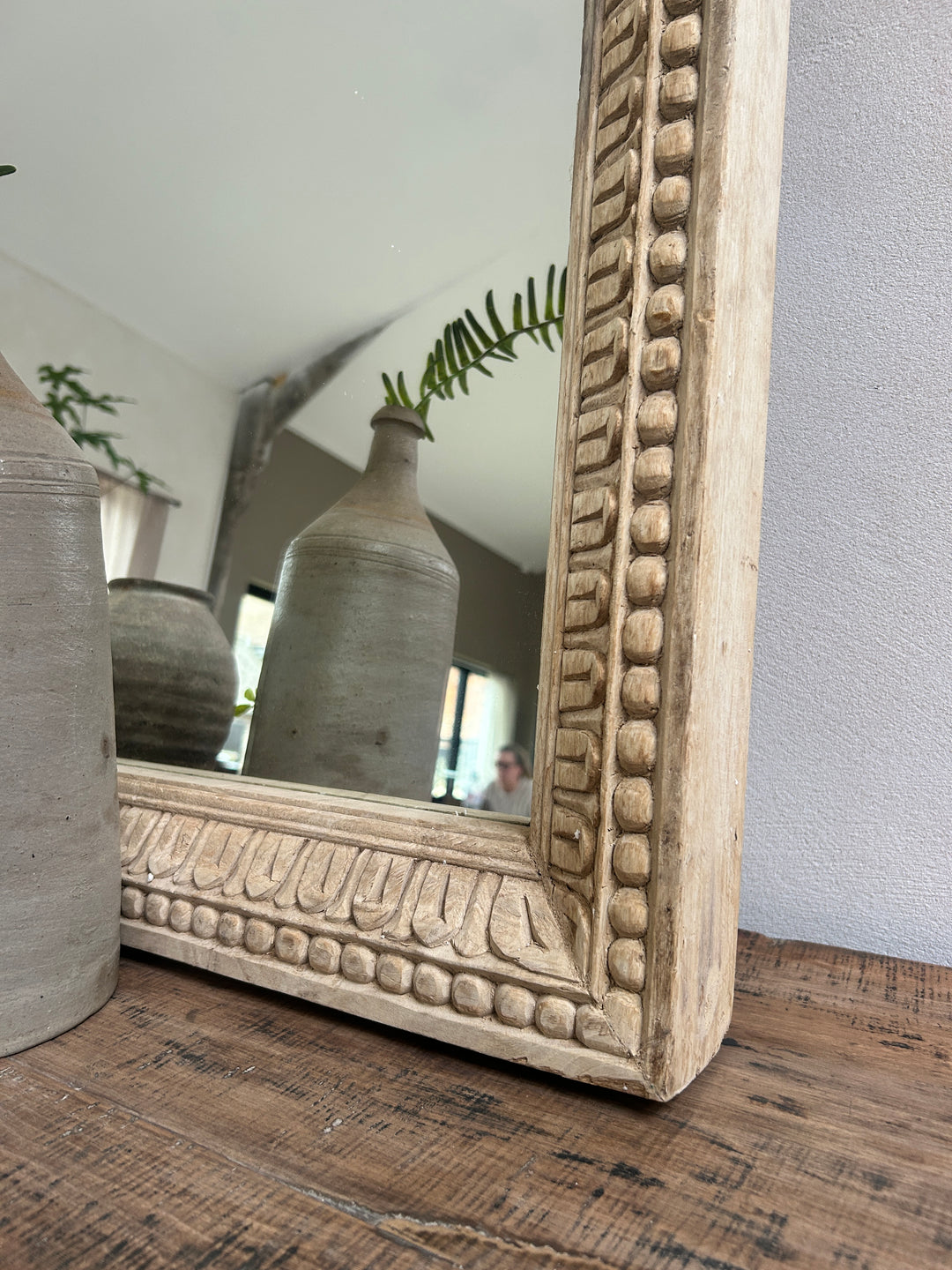 Antique hand-carved solid wood mirror | Eirah