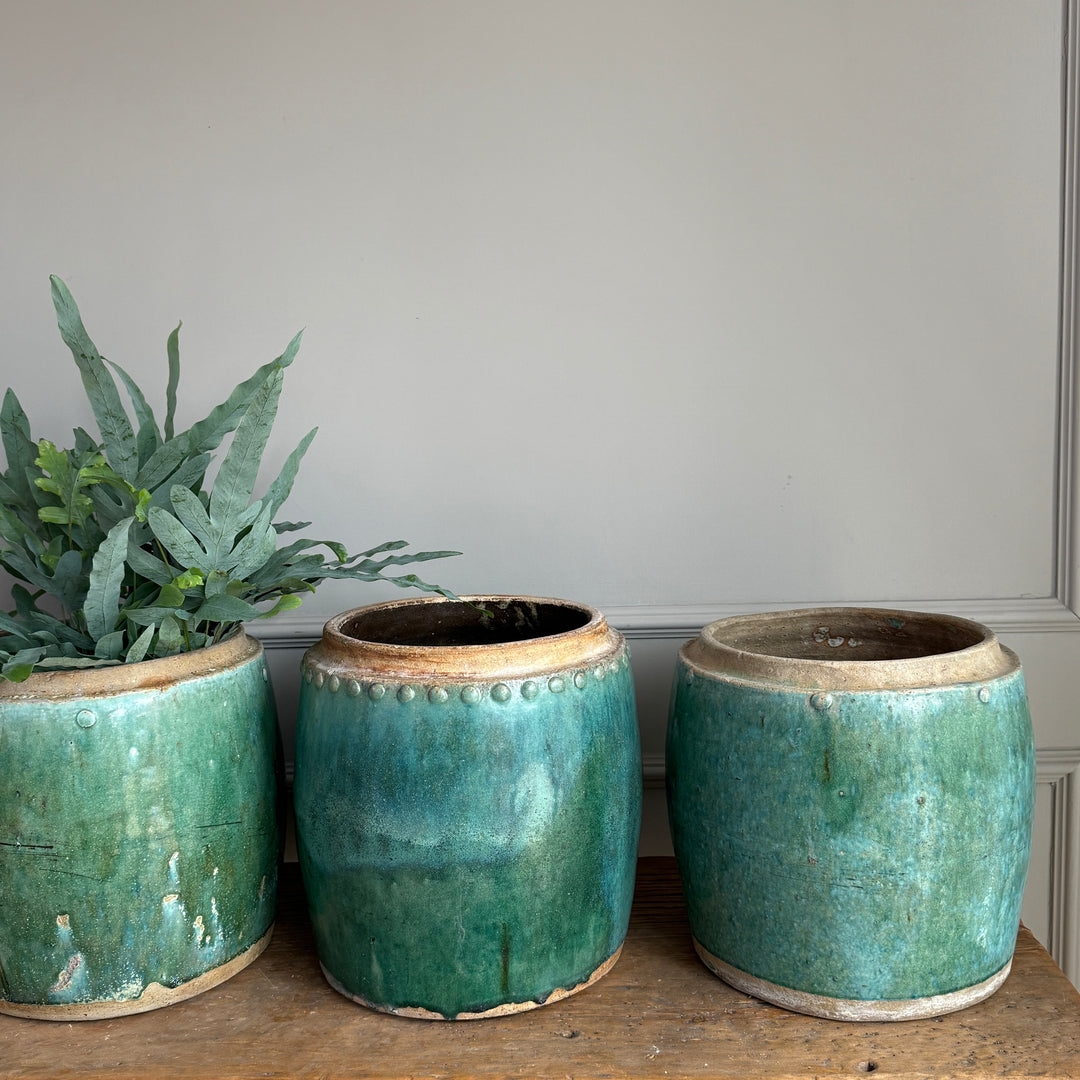 Antique jade coloured rice pot Large 