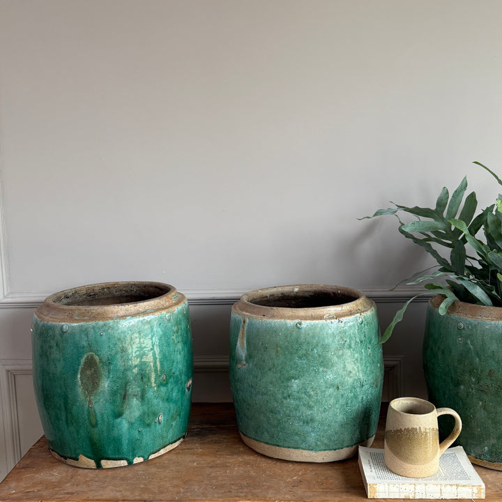 Antique jade coloured rice pot Large 