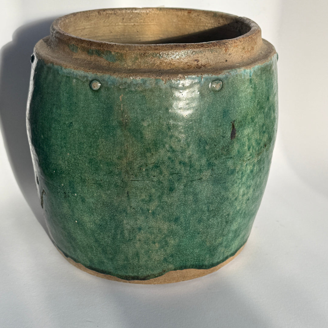 Antique jade coloured rice pot Small