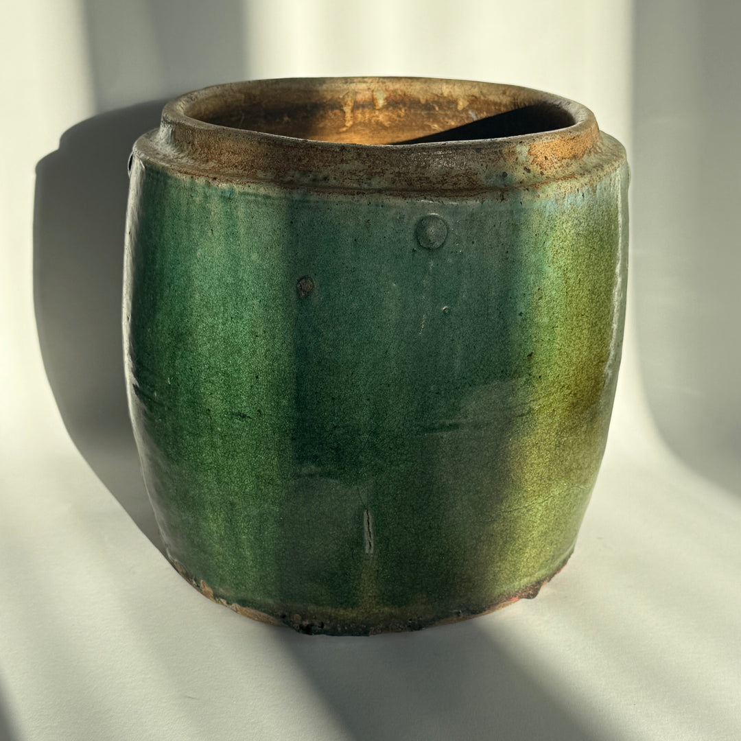 Antique jade coloured rice pot Small 