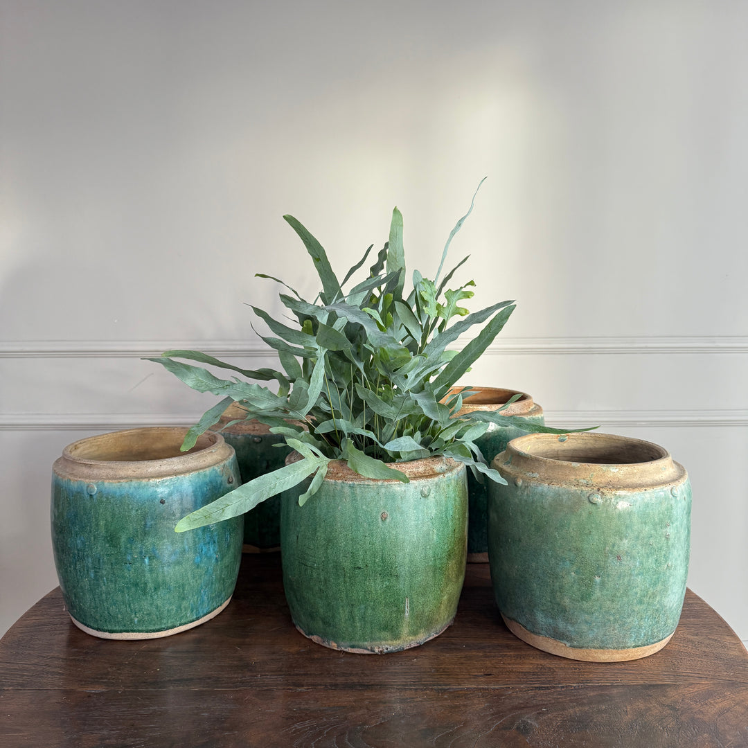 Antique jade coloured rice pot Small