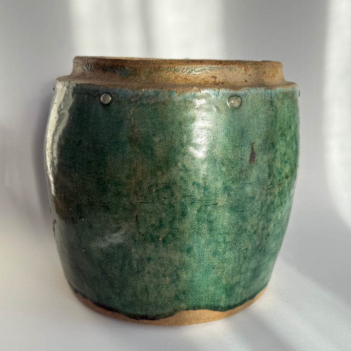 Antique jade coloured rice pot Small