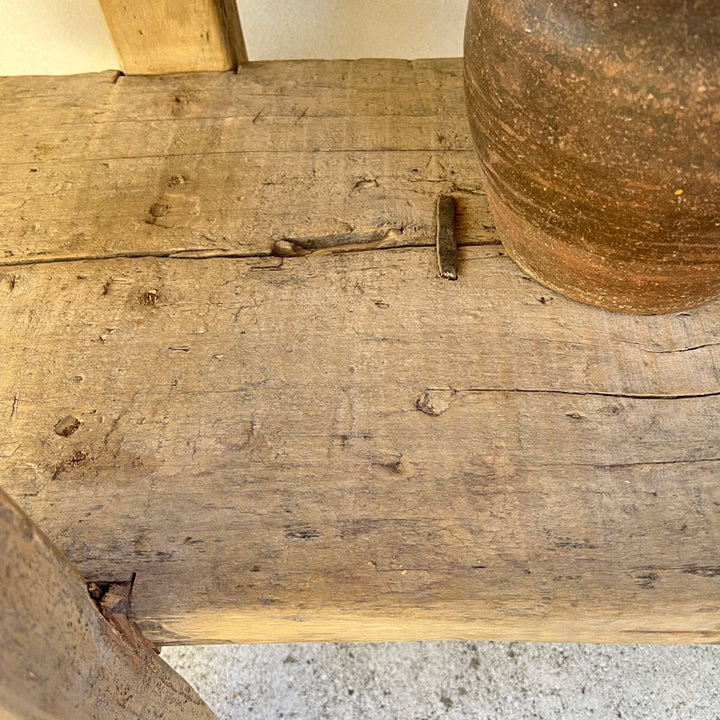 Antique large console table Caspian rustic surface detail