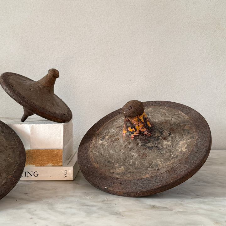 Antique natural spinning tops