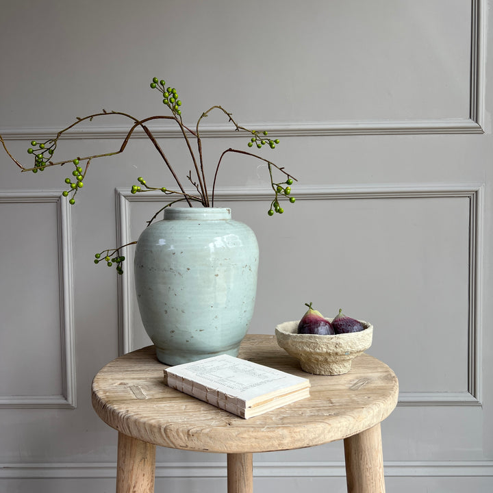 Antique pale blue preserve pot vase