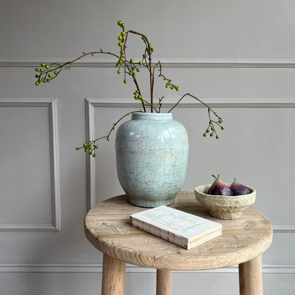 Antique pale blue preserve pot vase