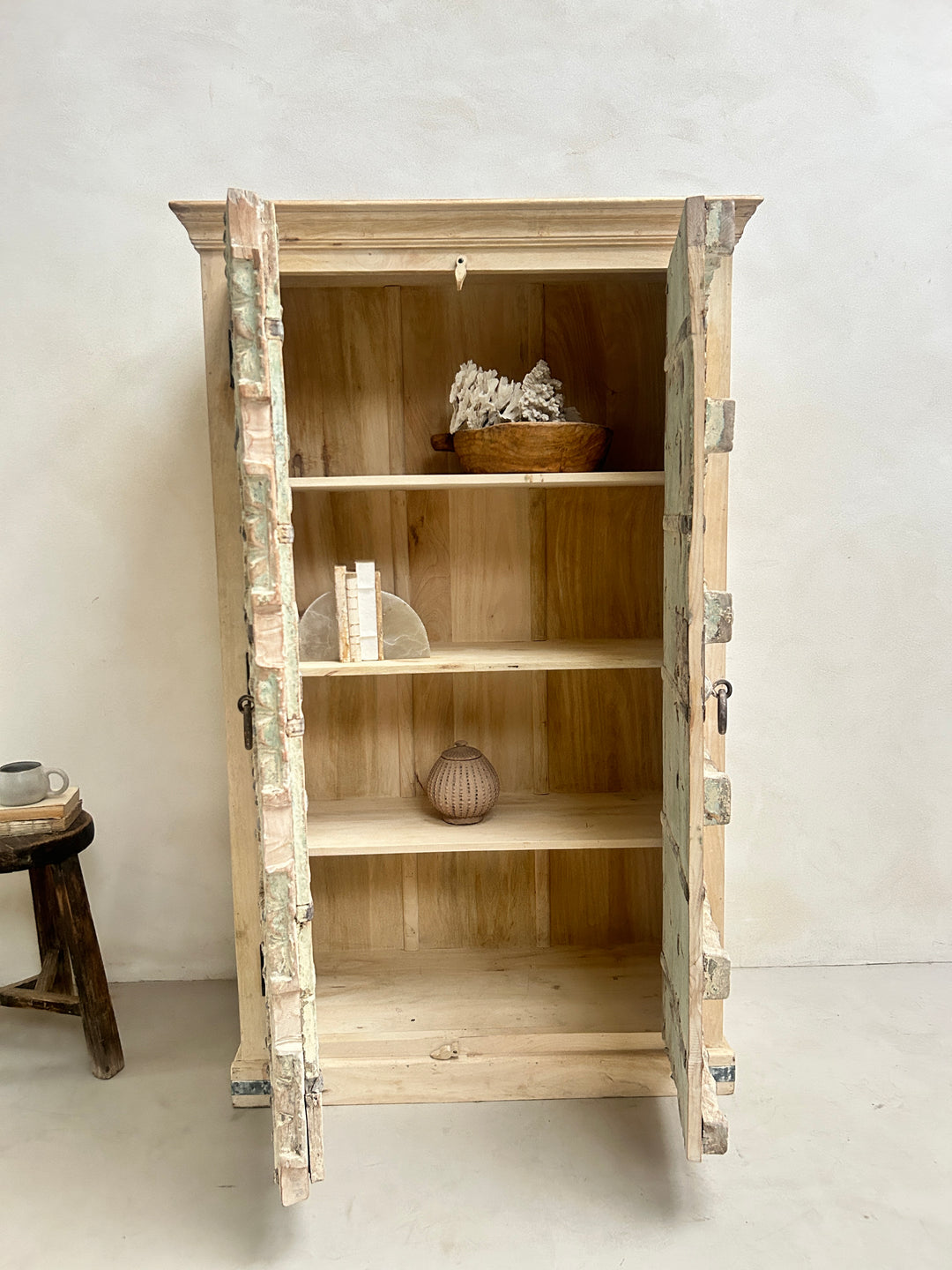 Antique rustic white washed Cupboard | Ayesha