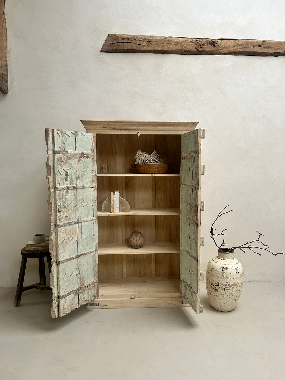 Antique rustic white washed Cupboard | Ayesha