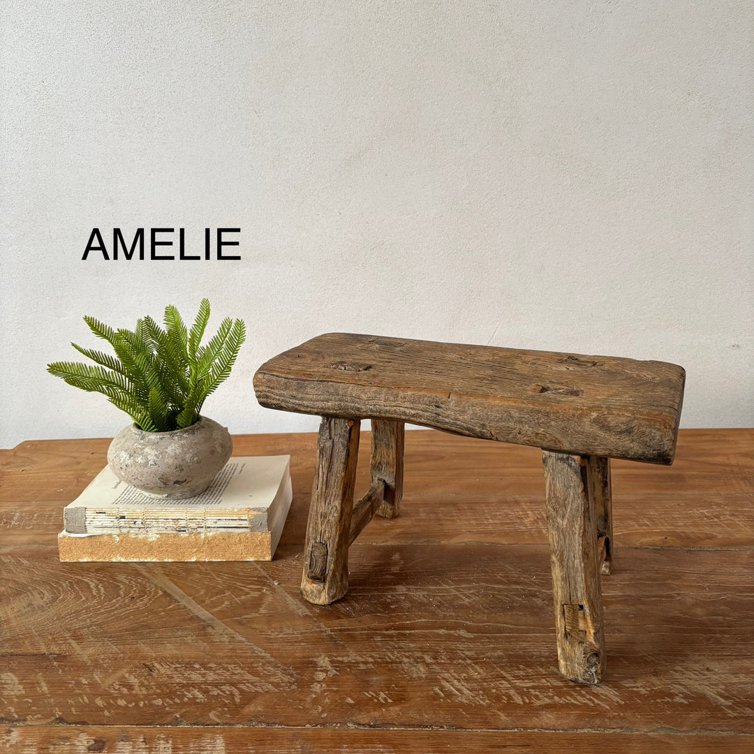 Antique rustic wood footstool (Select from photo)