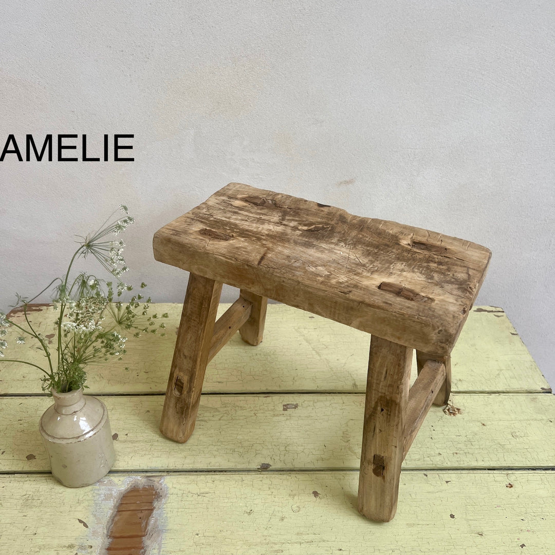 Antique rustic wood footstool (Select from photo)