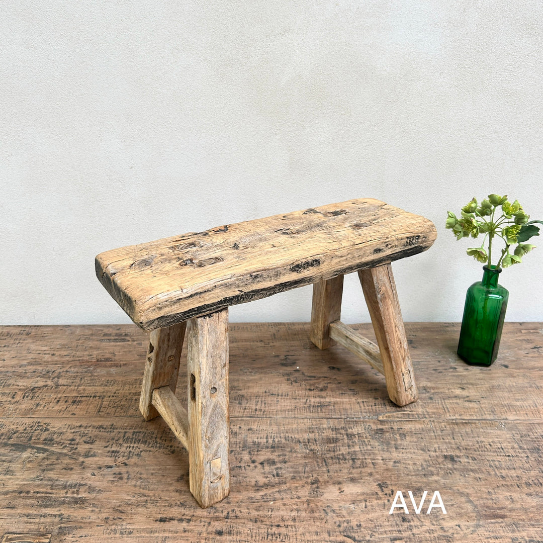 Antique rustic wood footstool (Select from photo)