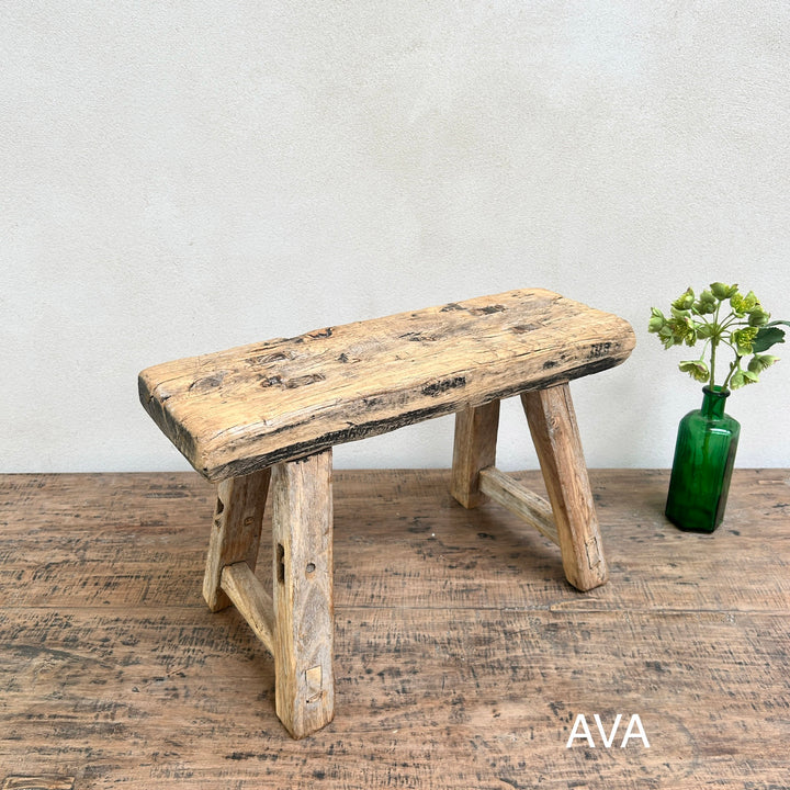 Antique rustic wood footstool (Select from photo)
