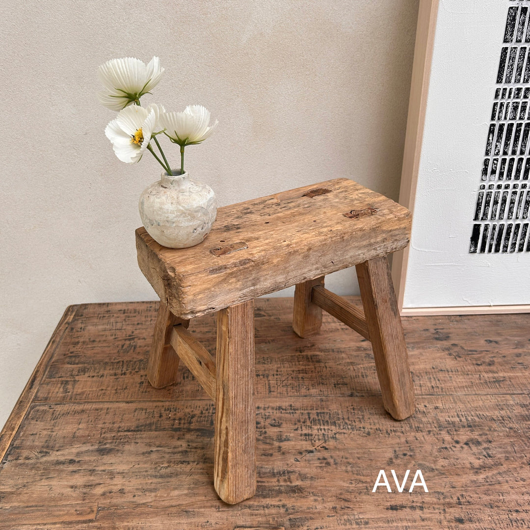 Antique rustic wood footstool (Select from photo)