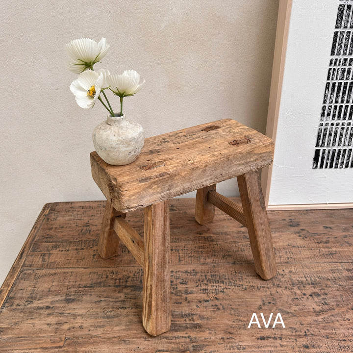 Antique rustic wood footstool (Select from photo)