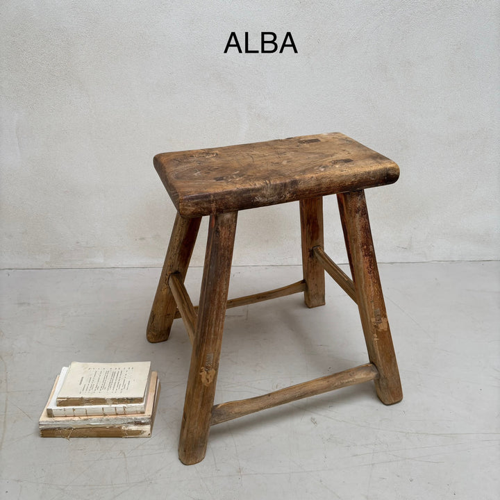 Antique rustic wood footstool (Select from photo)