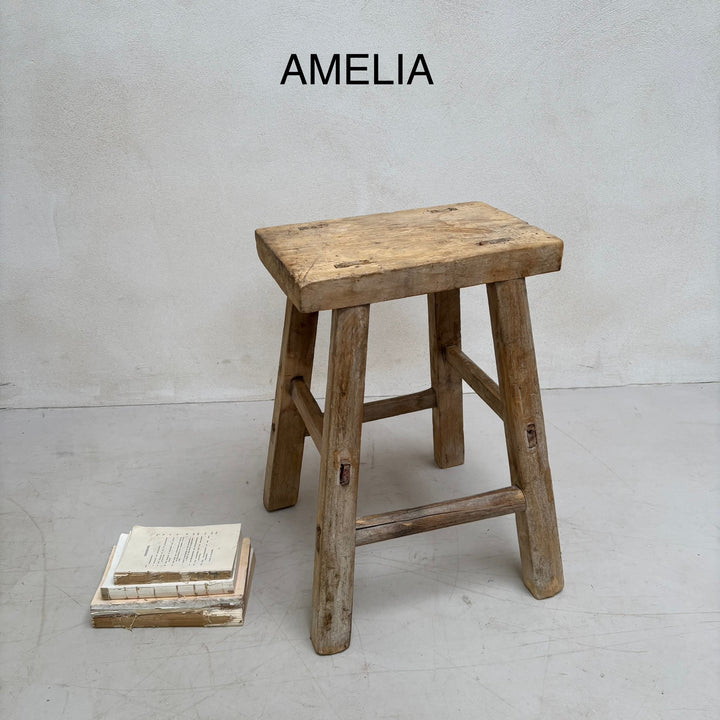 Antique rustic wood footstool (Select from photo) 
