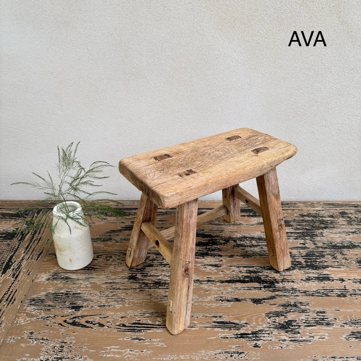 Antique rustic wood footstool (Select from photo)