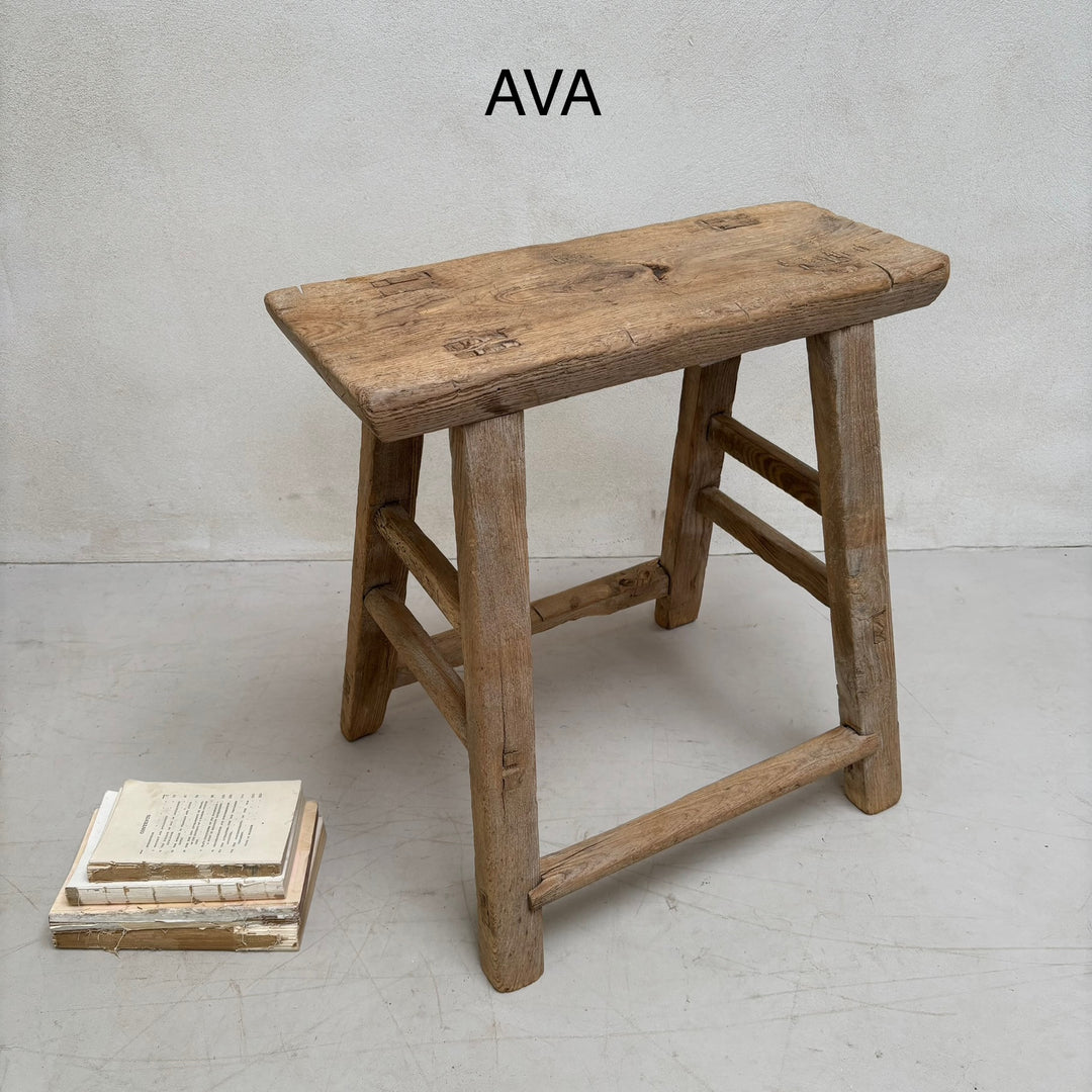 Antique rustic wood footstool (Select from photo)