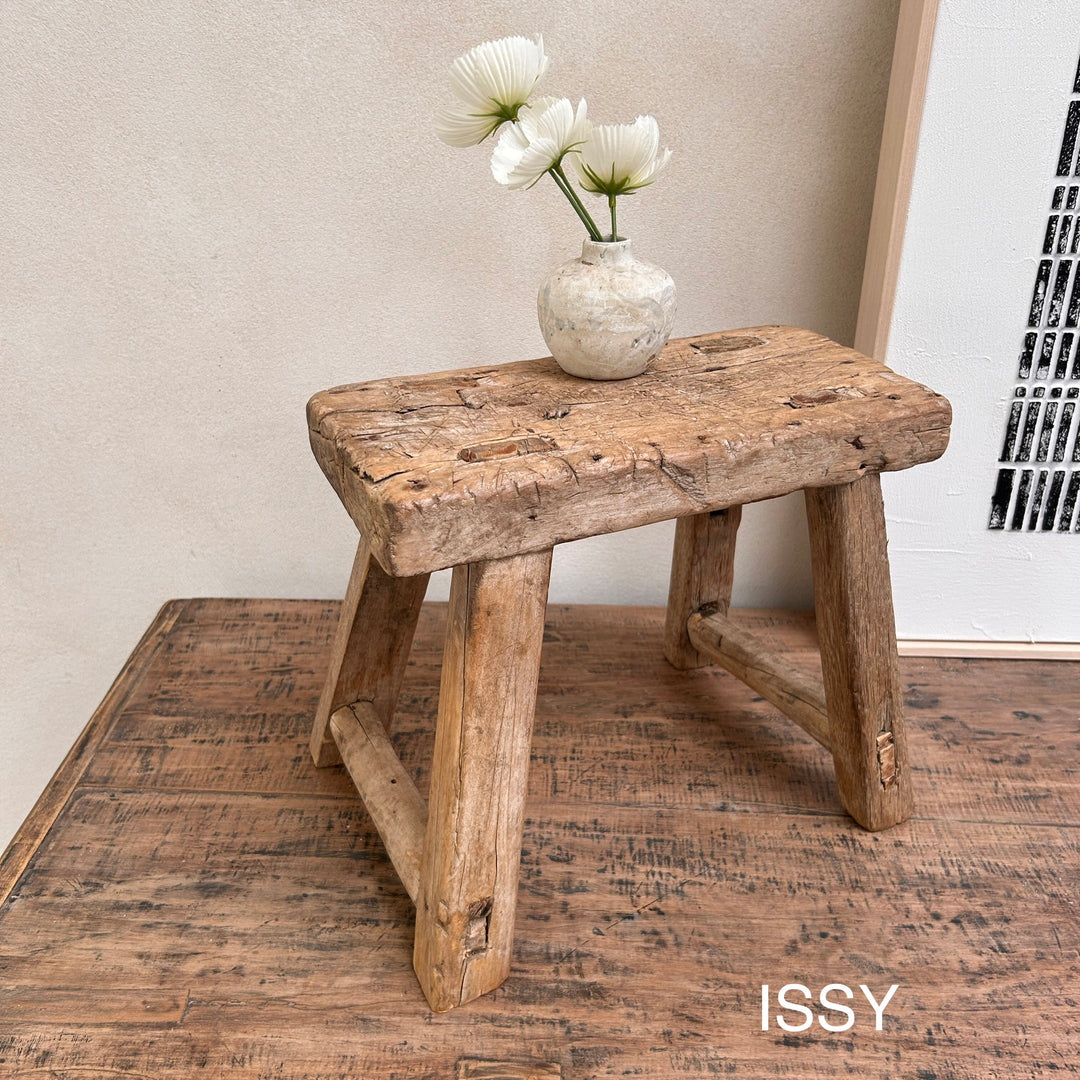 Antique rustic wood footstool (Select from photo)
