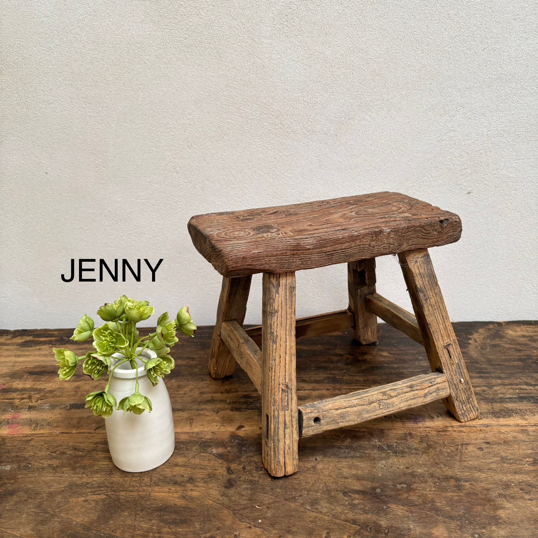 Antique rustic wood footstool – Home Barn